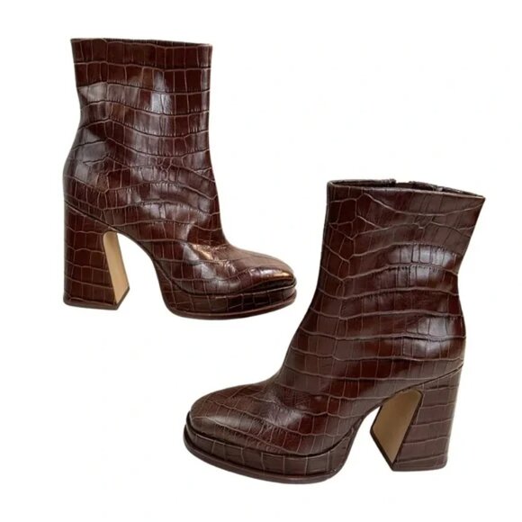 NEW  DOLCE VITA Lochly Leather Heel Booties Walnut for women 663mn - Picture 10 of 14